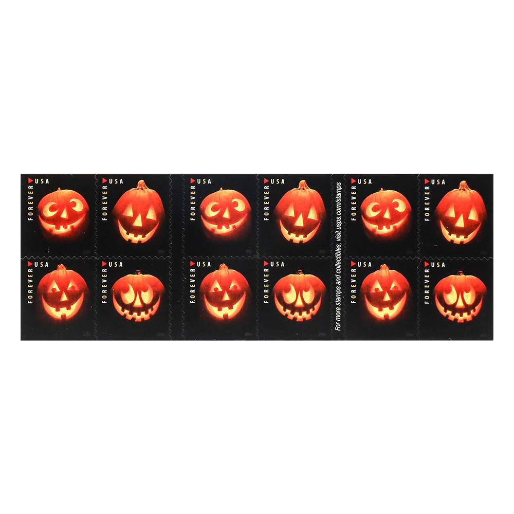 2016 First-Class Forever Stamp - Jack-O'-Lanterns: Round Eyes and Four Teeth